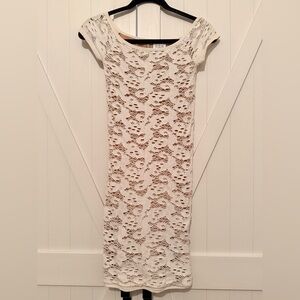 White Crochet Lace Off-the-Shoulder Bodycon Dress